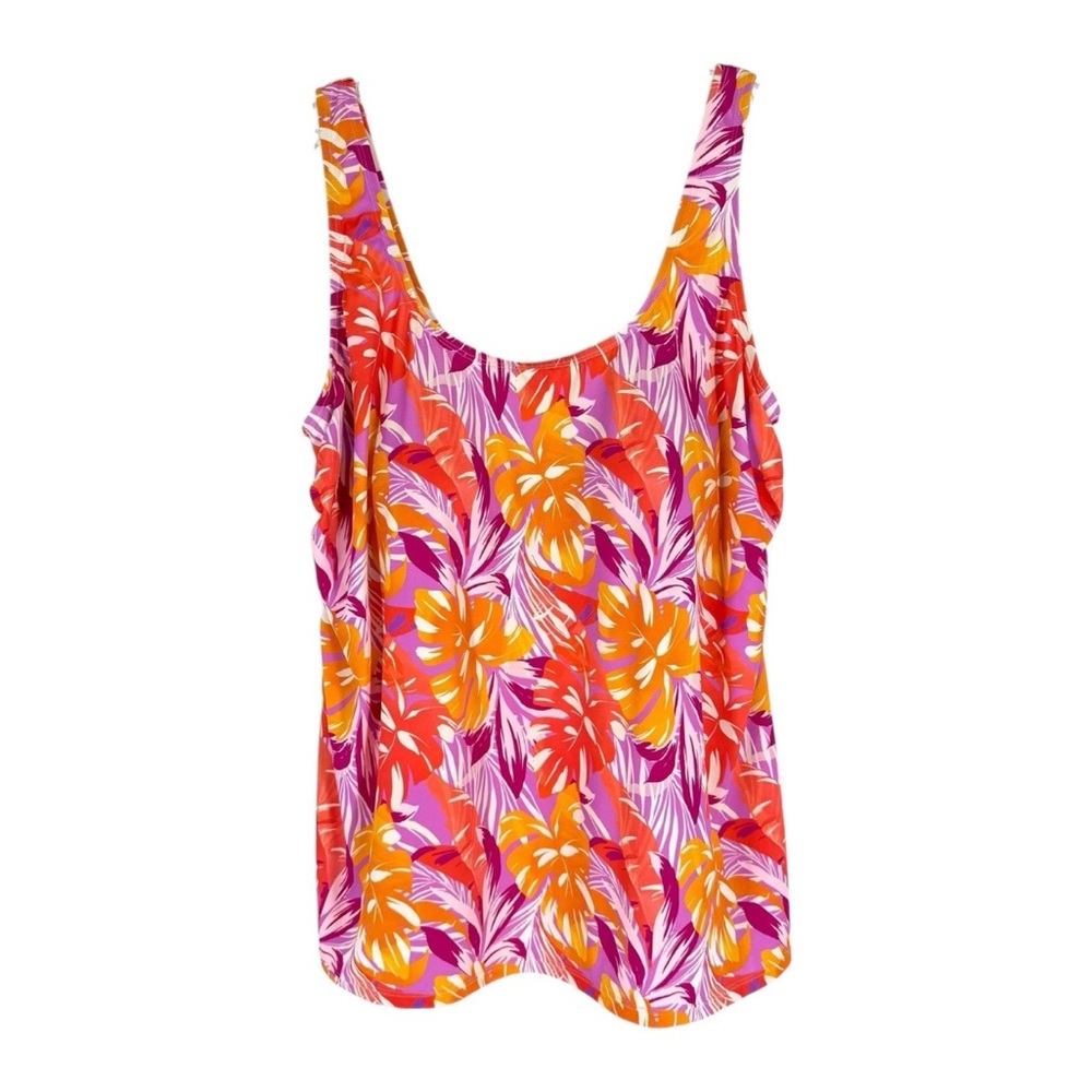 Swimsuits for All Tankini Top Womens Size 22 Pink Coral Orchid Floral Print